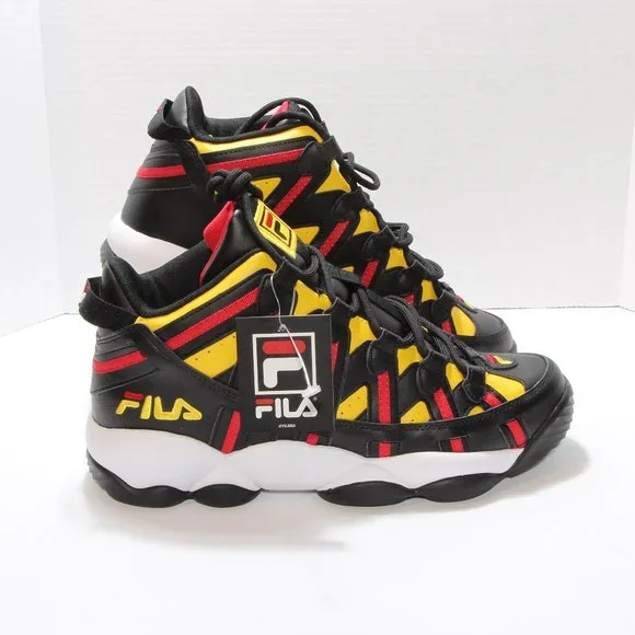 Fila Stackhouse Mens US 9.5 Black Yellow Red Retro Basketball High Top Sneakers Fila Stackhouse Spaghetti Black/Red Men main image 3